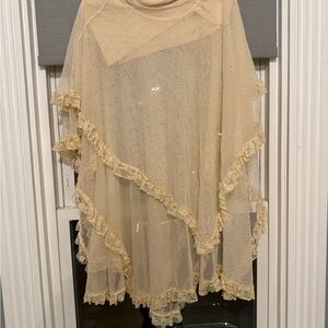 Free People Cream Sheer Shawl Top